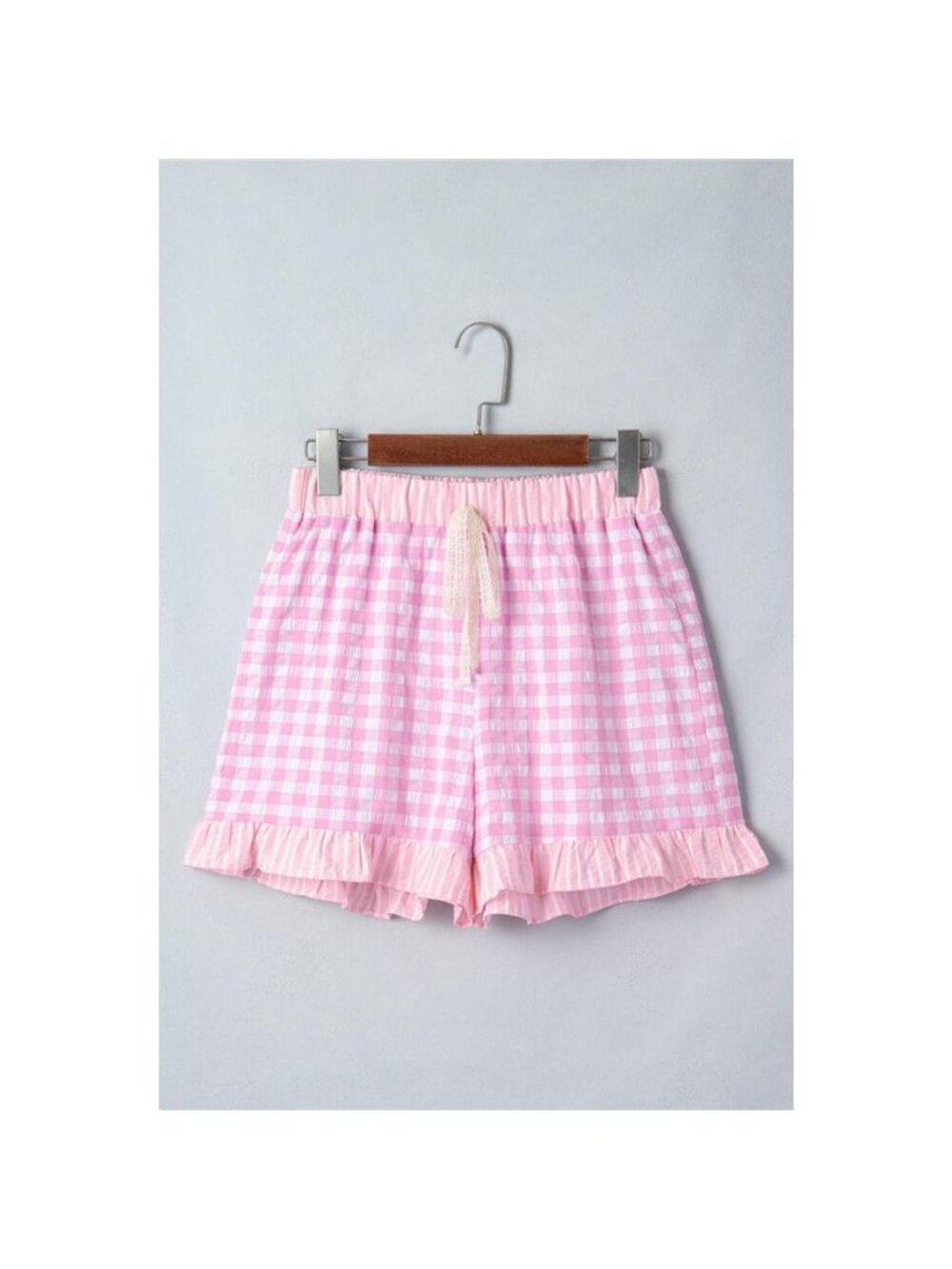 Gingham Ruffle Hem Shorts - Picture 5 of 11